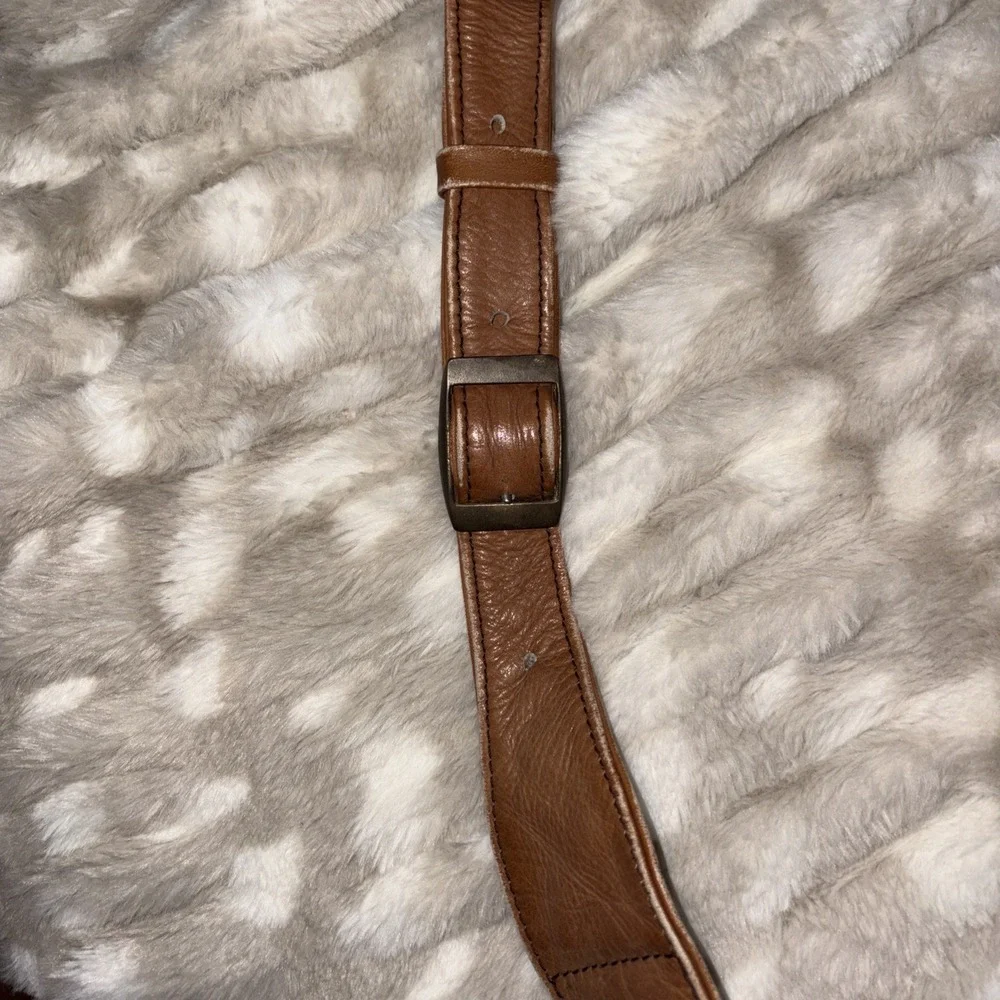 Vtg Tumi Full Grain Leather Tan Duffel Satchel Bag Crossbody Removable Strap